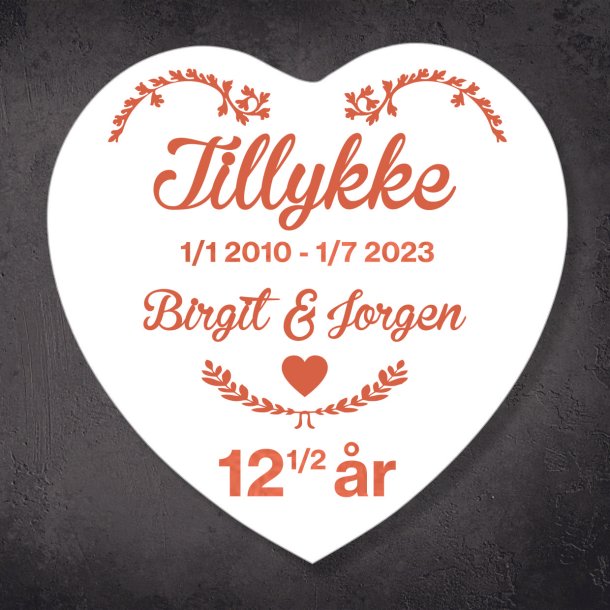 Kobberbryllup Hjerte/2 