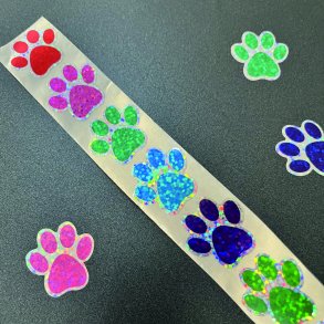 Klistermrker med hundepoter i metal